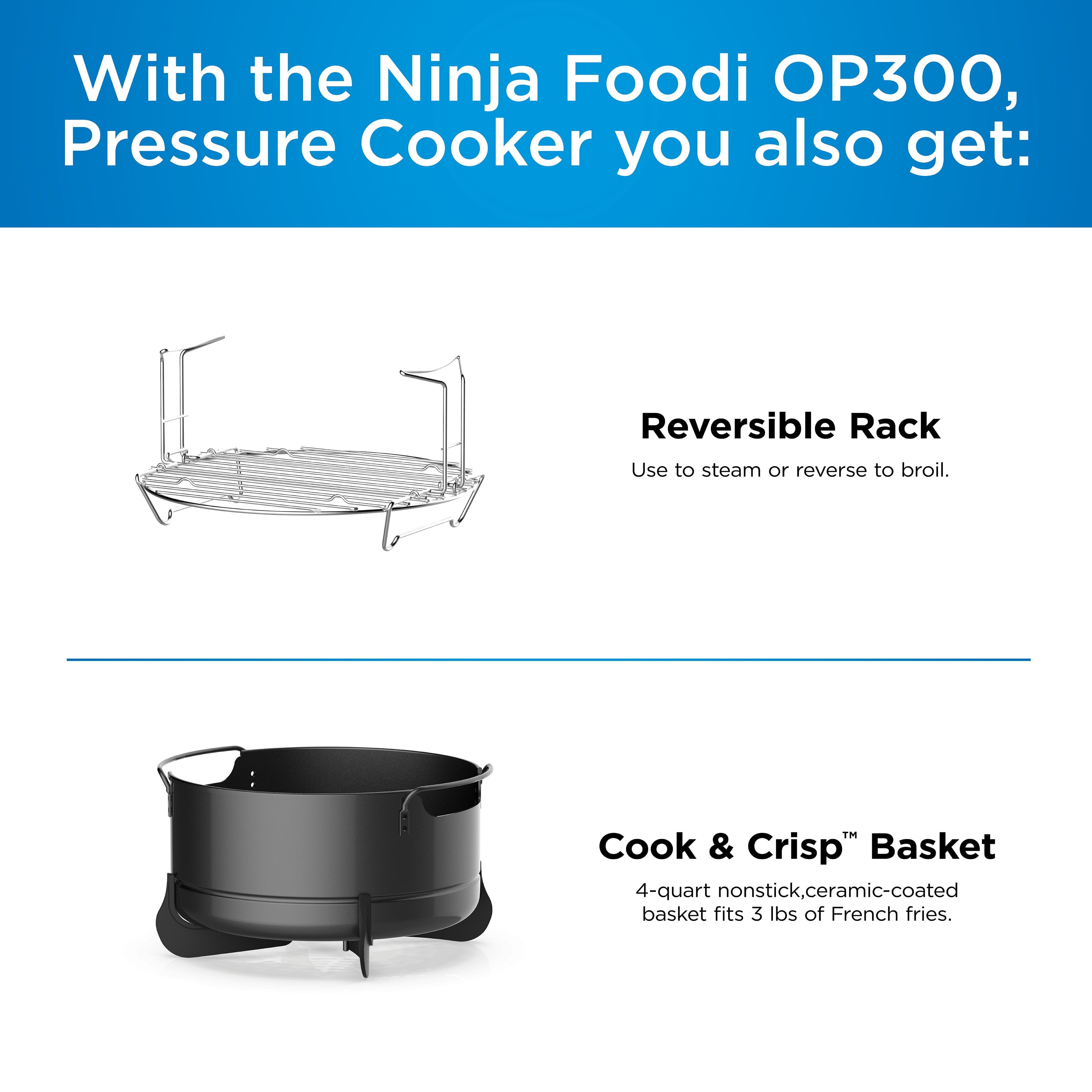 Restored Ninja Foodi TenderCrisp 8-in-1 6.5-Quart Pressure Cooker, OP300 (Factory Refurbished)