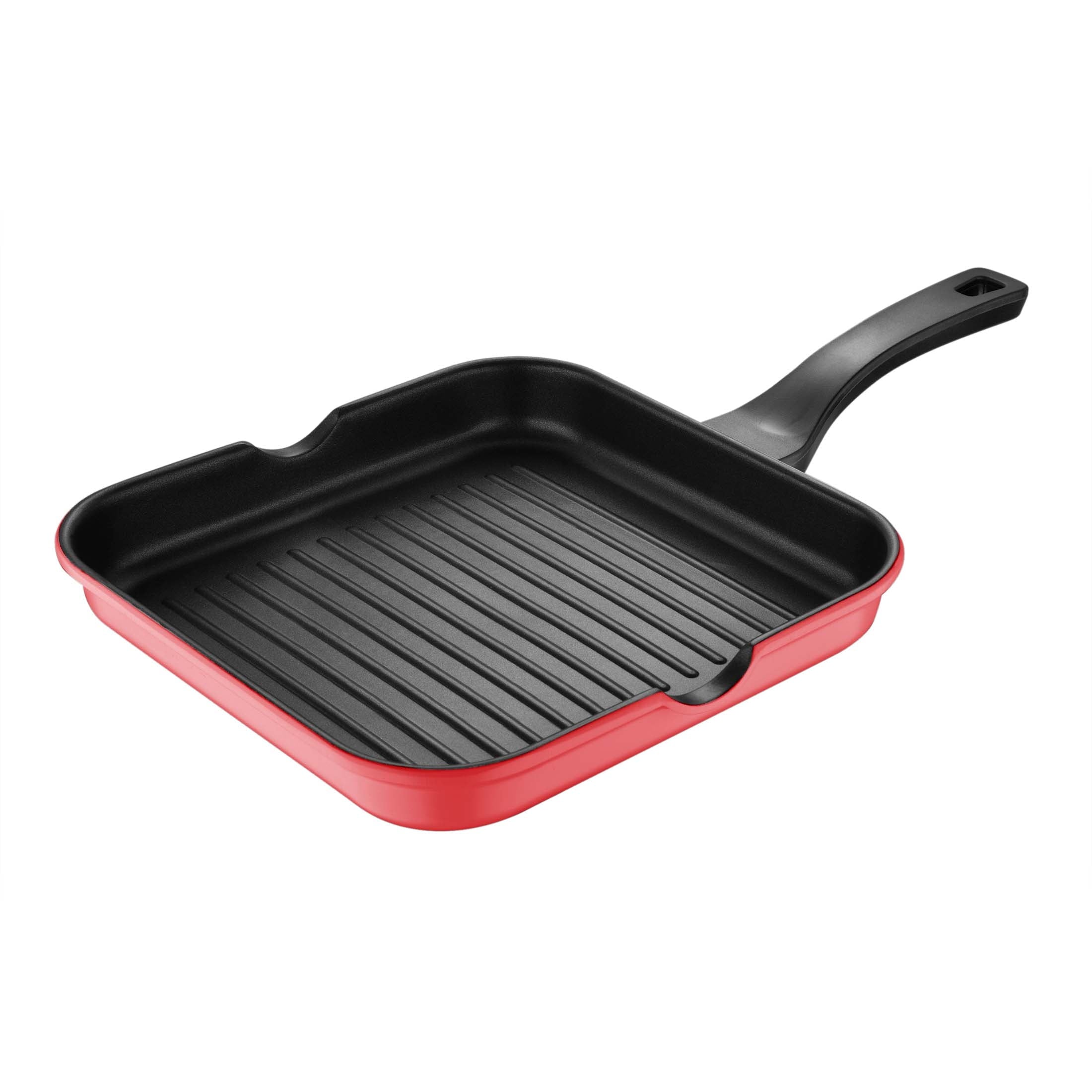 Retro by Bergner - 11" Non Stick Cast Aluminum Grill Pan, Red