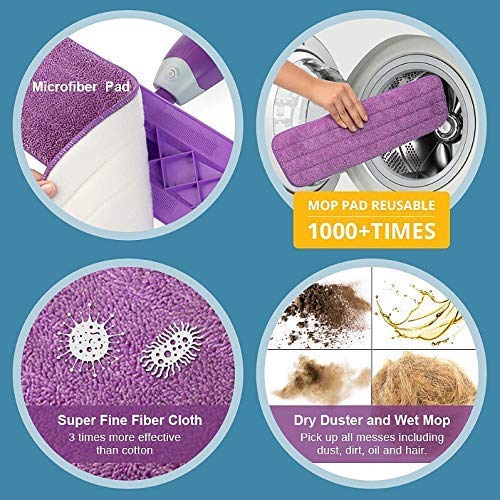 Vorfreude Spray Mop Microfibre Pads, 2 Pack, Machine Washable, Reusable, 25cm x 40cm Wipes for Cleaning Dry or Wet Floors