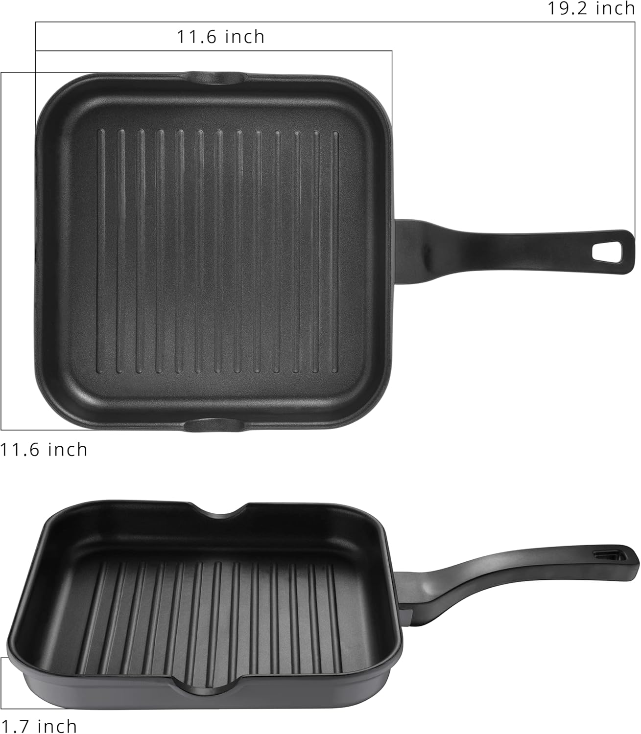 Retro by Bergner - 11" Non Stick Cast Aluminum Grill Pan