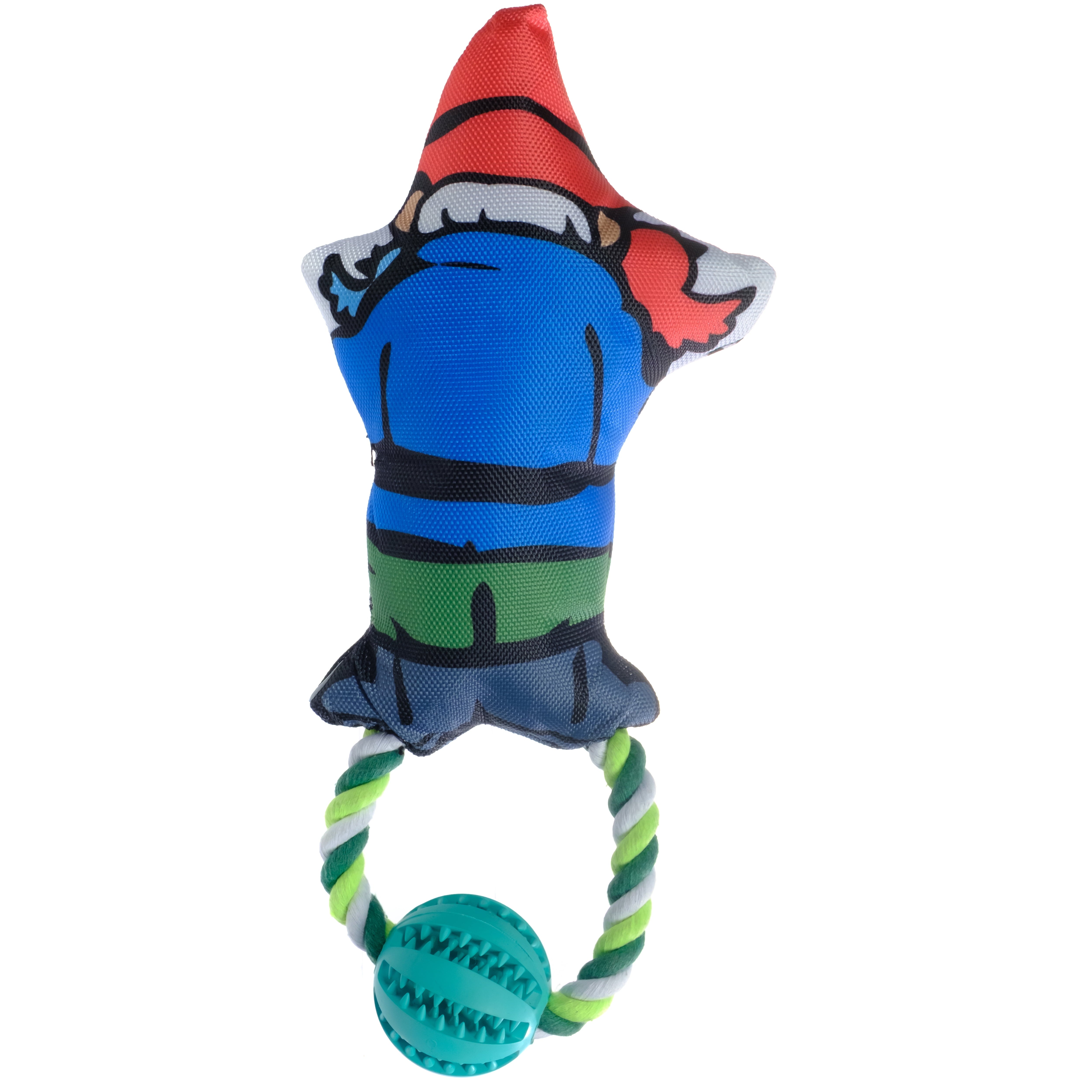 Pronk! Pets Garden Gnome 14-Inch Durable Soft Plush Squeaky Rope Dog Toy, 12 Pack