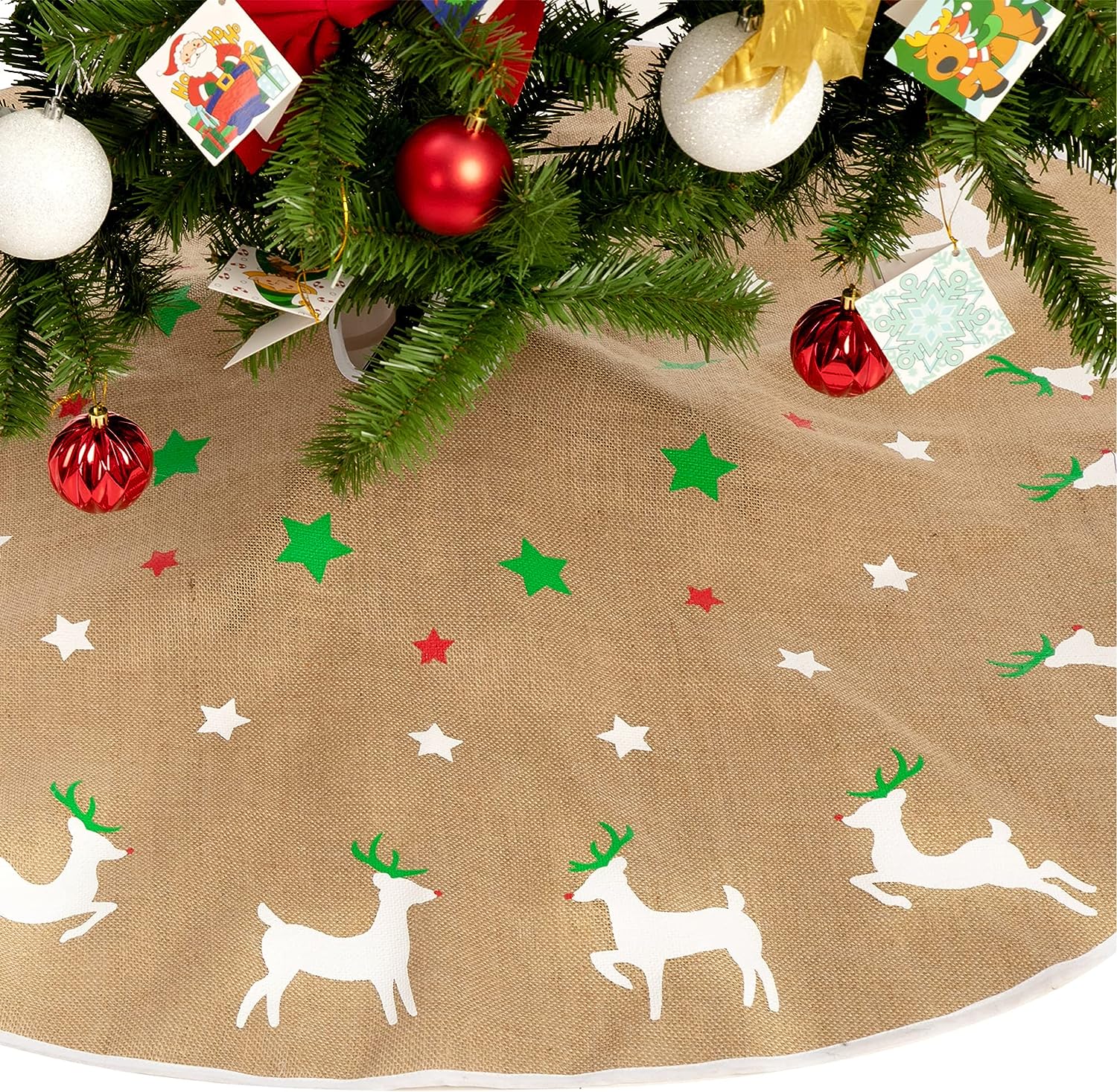 Joyin 48in Burlap Reindeer Tree Skirt, 36 Pack