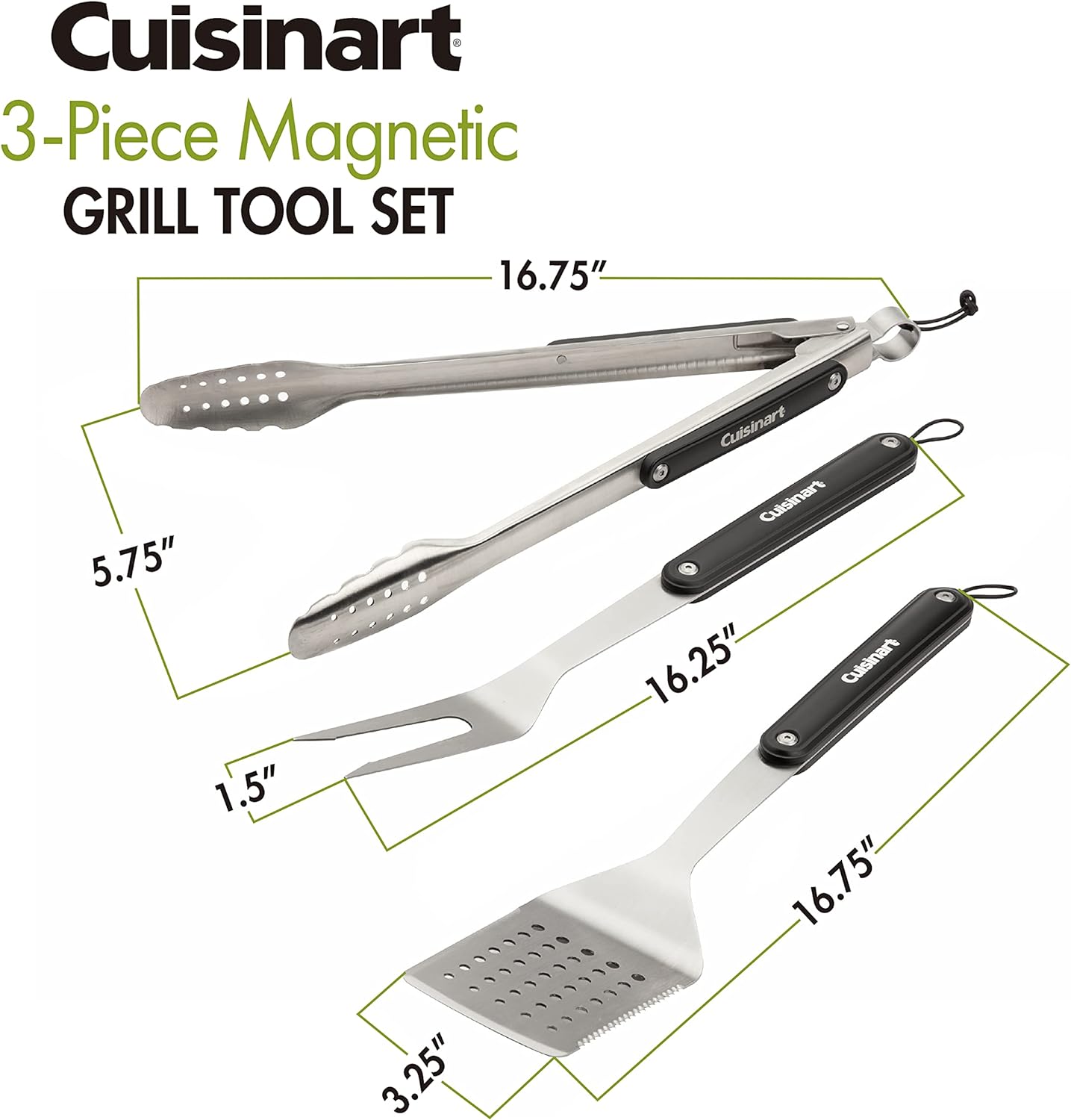 Cuisinart 3-Piece Magnetic Grill Tool Set