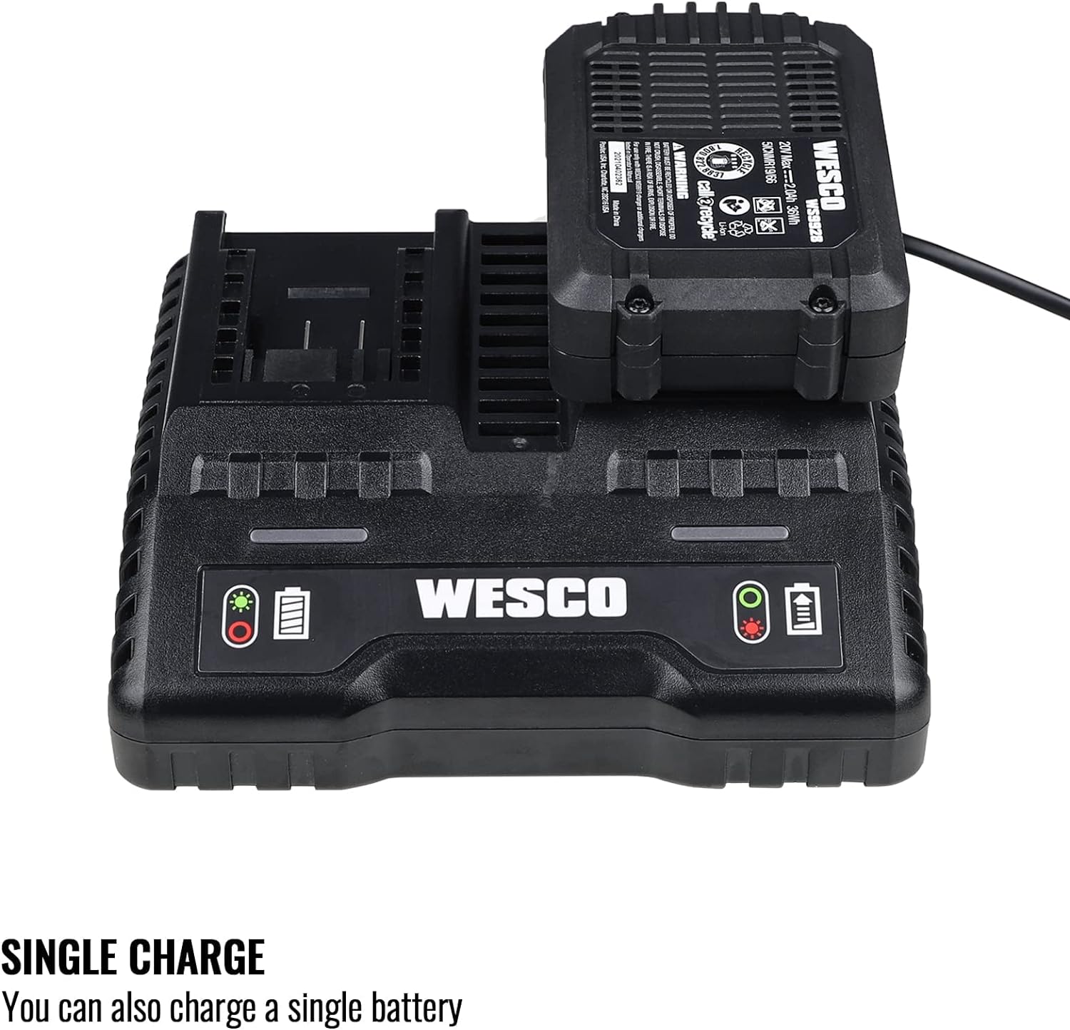 WESCO 2x 18V/ 2A Dual Port Battery Charger, WS9919