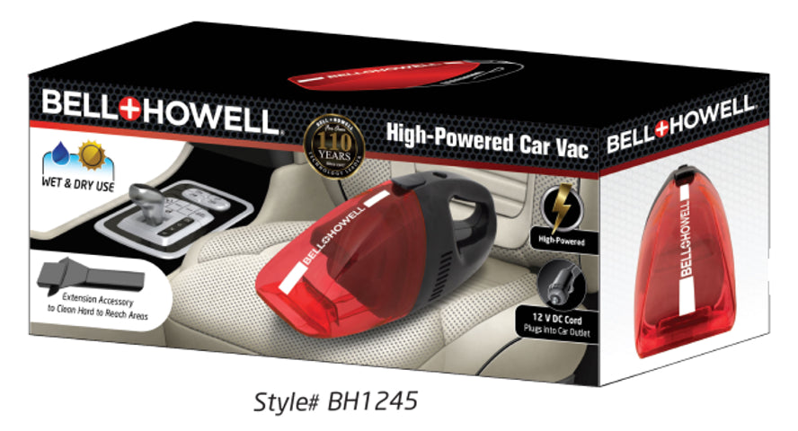 Bell + Howell Car Vacuum Cleaner, Red