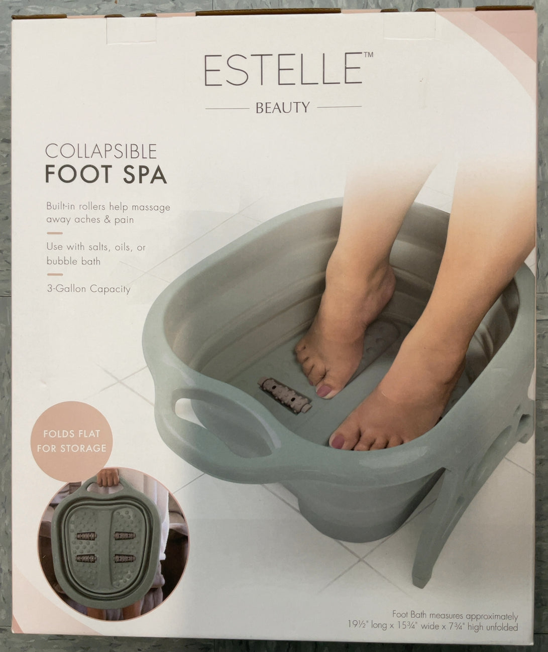 Estelle Beauty Collapsible Foot Bath Massager - Non-Slip 3 Gal. Capacity