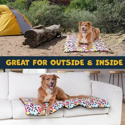 Sweet Life Pets Dog Bed Outdoor Dog Bed for Camping - Portable Carrying Strap with Clip Provides Comfort, Leopard