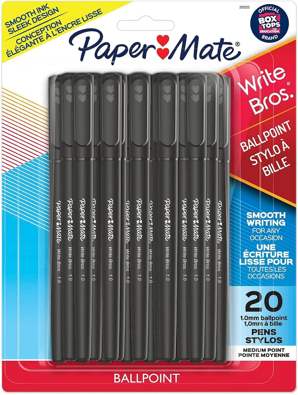 Paper Mate 20pk Ballpoint Pens Capped Write Bros 1.0mm Black