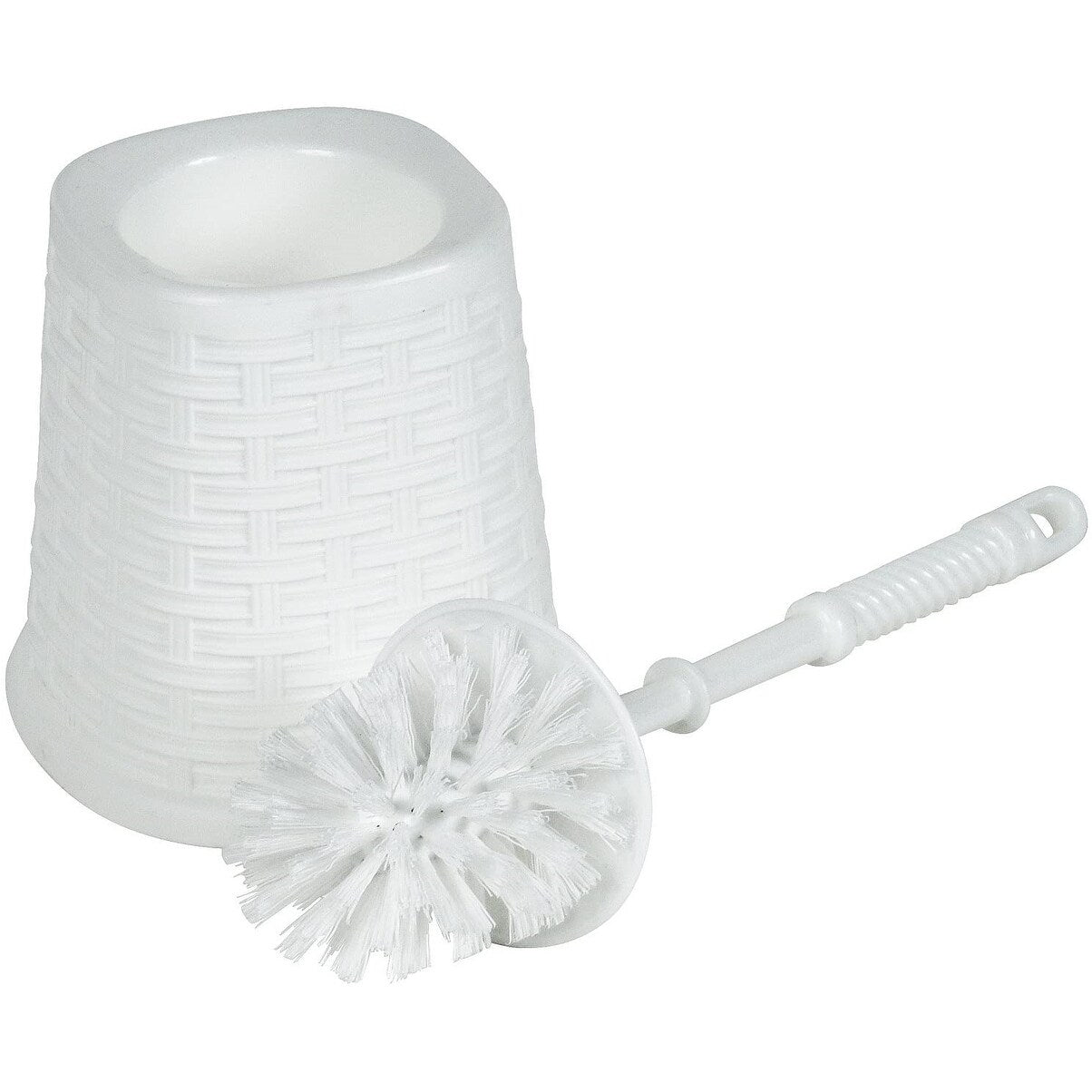 Superio Toilet Bowl Brush and Holder set, Wicker Style, White