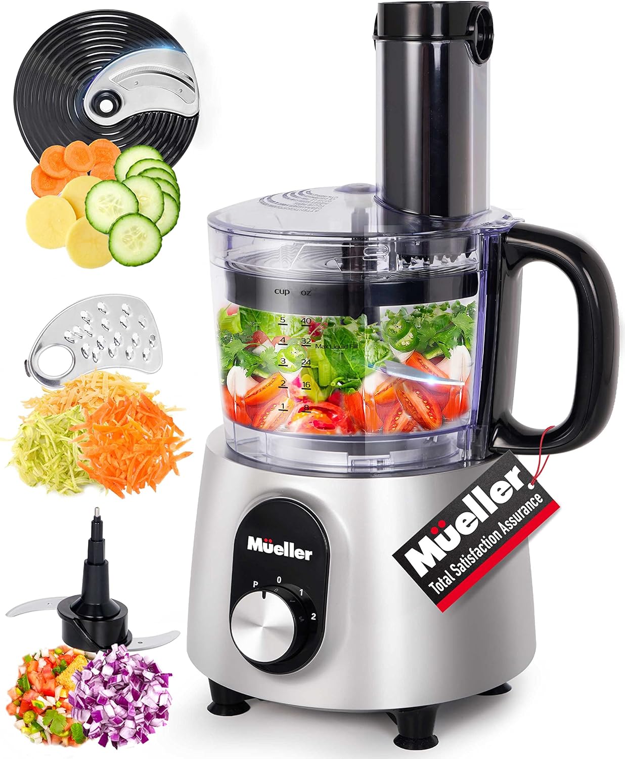 Mueller Ultra Prep 8 Cup Food Processor Chopper for Dicing, Slicing, Shredding, Mincing, and Pureeing