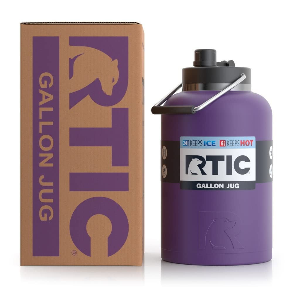 RTIC 1 Gallon Vacuum Insulated Stainless Steel Water Bottle with Handle, Majestic Purple