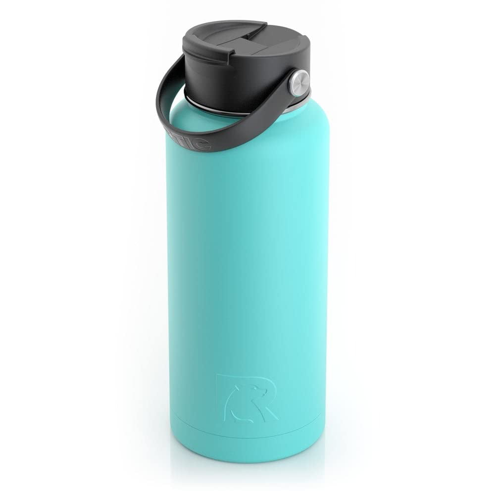 RTIC 32 oz Vacuum Insulated Water Bottle, Metal Stainless Steel Double Wall Insulation, BPA Free Reusable, Leak-Proof Thermos Flask for Hot and Cold Drinks, Travel, Sports, Camping, Teal