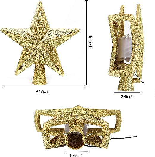 Joyin Lighted Star Christmas Tree Topper with Projector