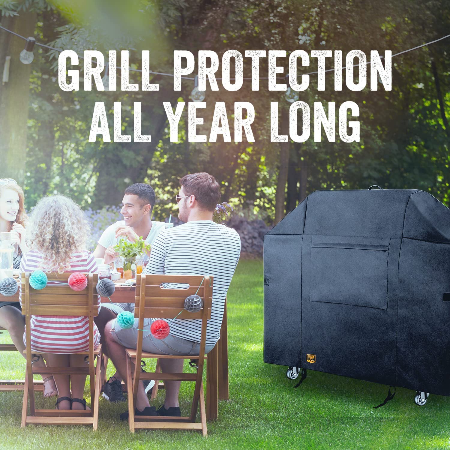 Yukon Glory Barbecue Grill Cover for Weber Spirit II 300 & Spirit 200 Series. The Heavy Duty BBQ Cover is 27 W x 52 L x 57 H & Protects Your Grill from Outside Elements (with Side Mount Controls)