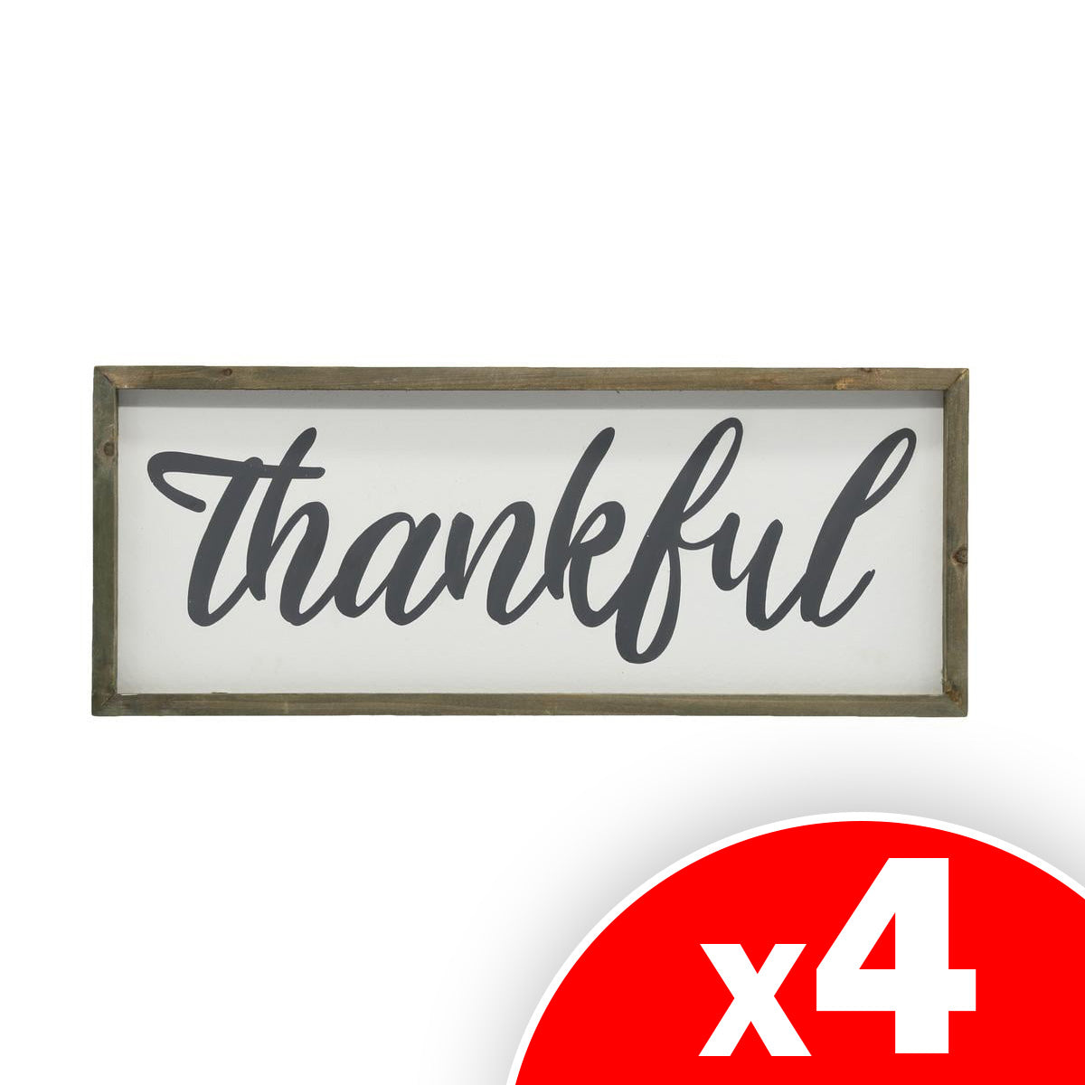 Urban Trend Cursive Thankful Wall Art, 4 Pack