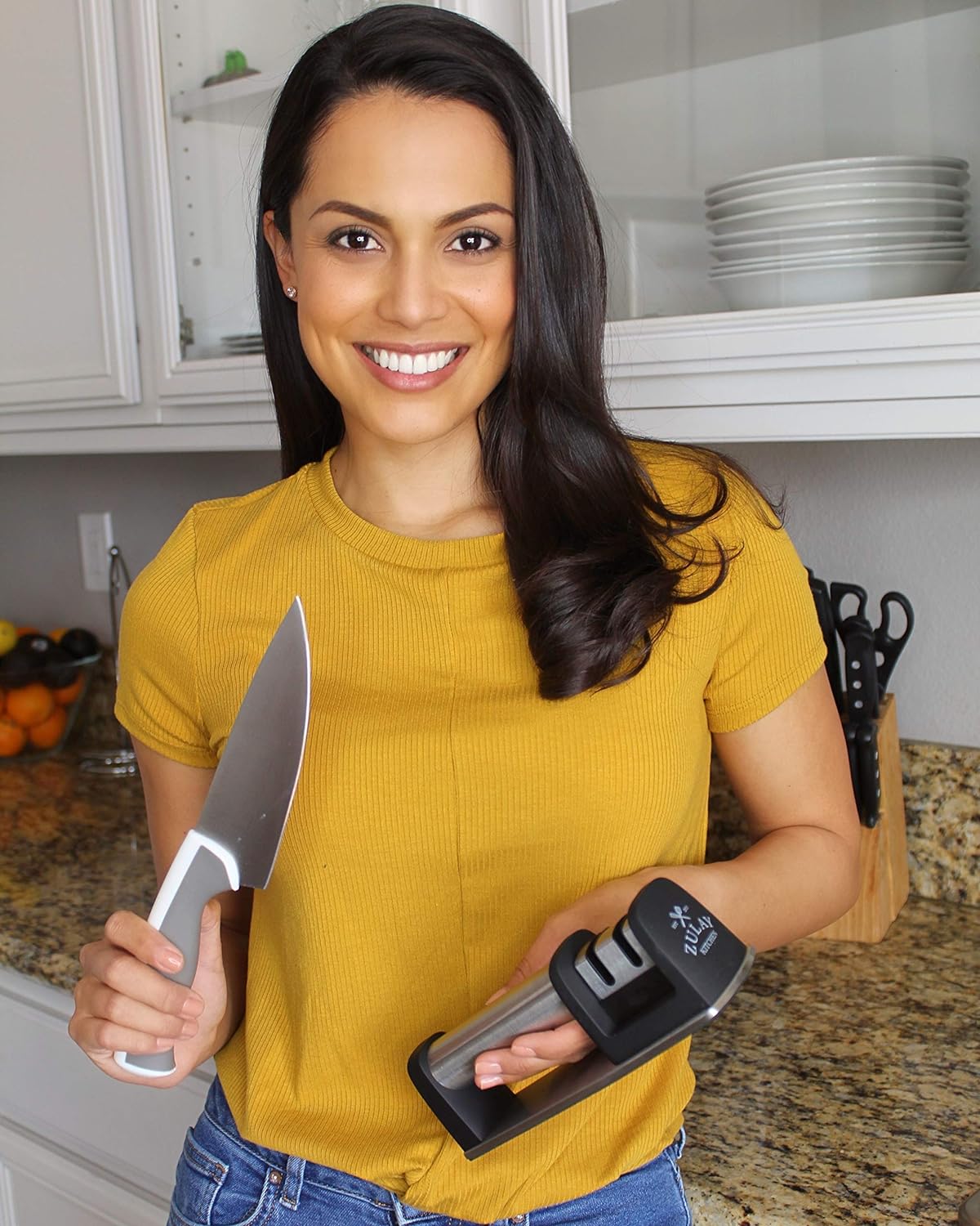 Zulay Kitchen 2 Stage Knife Sharpener & Cut-Resistant Glove