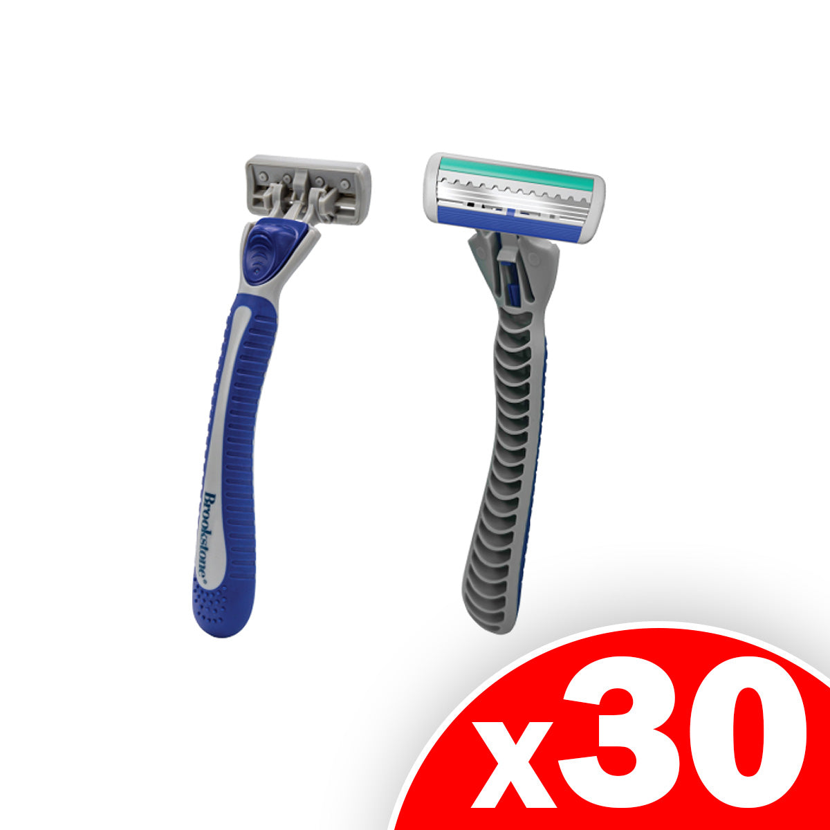 Brookstone Razors with Gray 3 Blade Design, 30 Pack