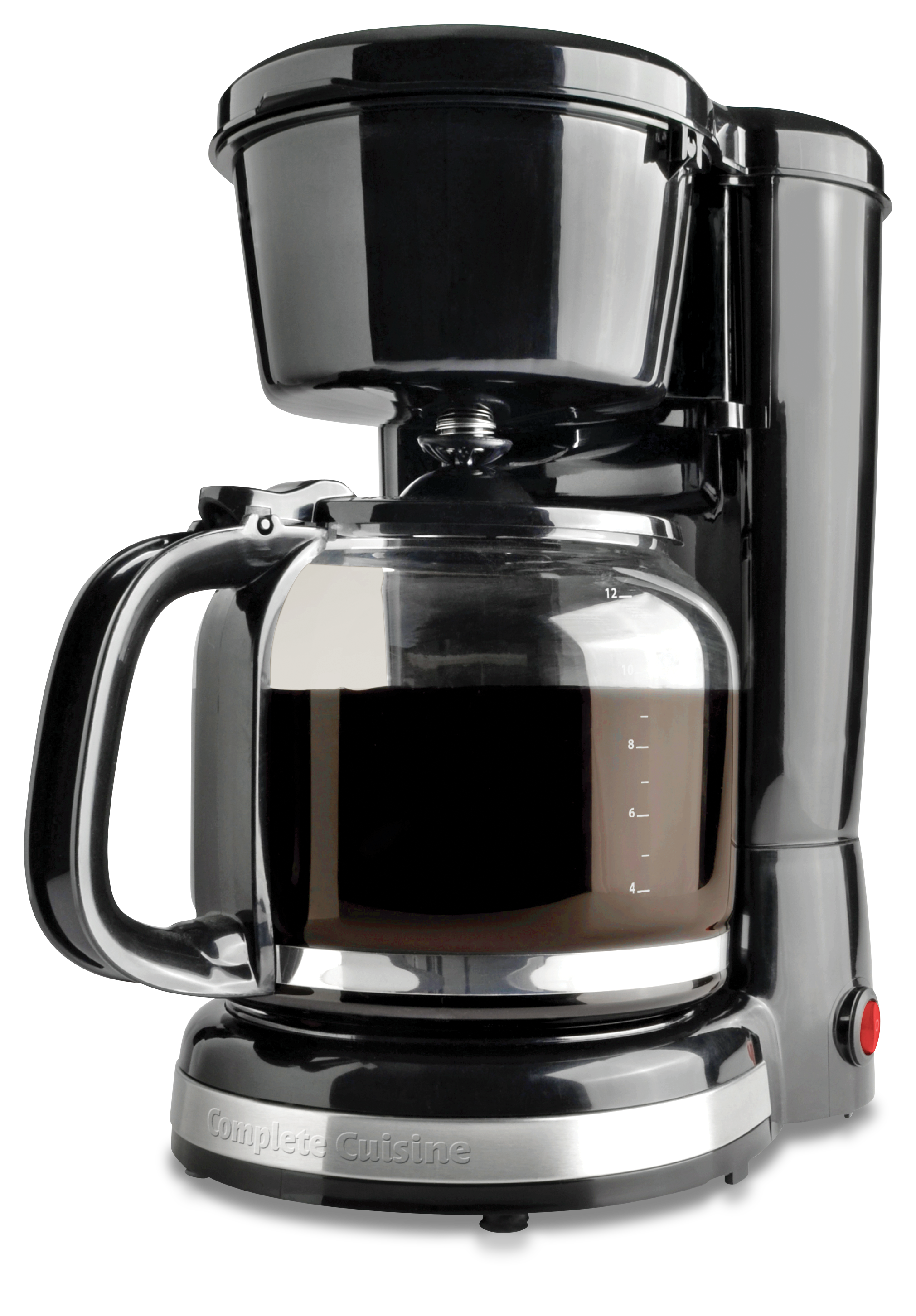 Complete Cuisine-12 Cup Coffee Maker With Reusable Filter, Black & Stainless Steel- ECO - Friendly Coffee Filter