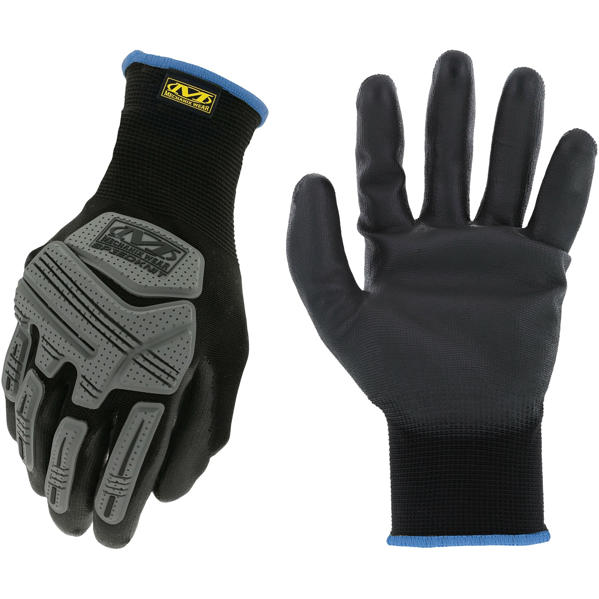 Mechanix Wear: SpeedKnit Impact Work Gloves - 13-Gauge Shell, High-Dexterity PU Grip, TPR Back of Hand Protection, Black, Size L/XL, 1 Pair with hang tag