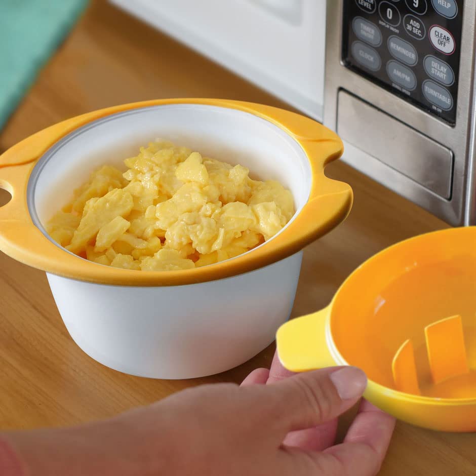 IncrediEgg Microwave Egg Cooker Poacher Scramble Omelet Eggwich Maker with Silicone Handles Yolk Separator and Shell Cracker