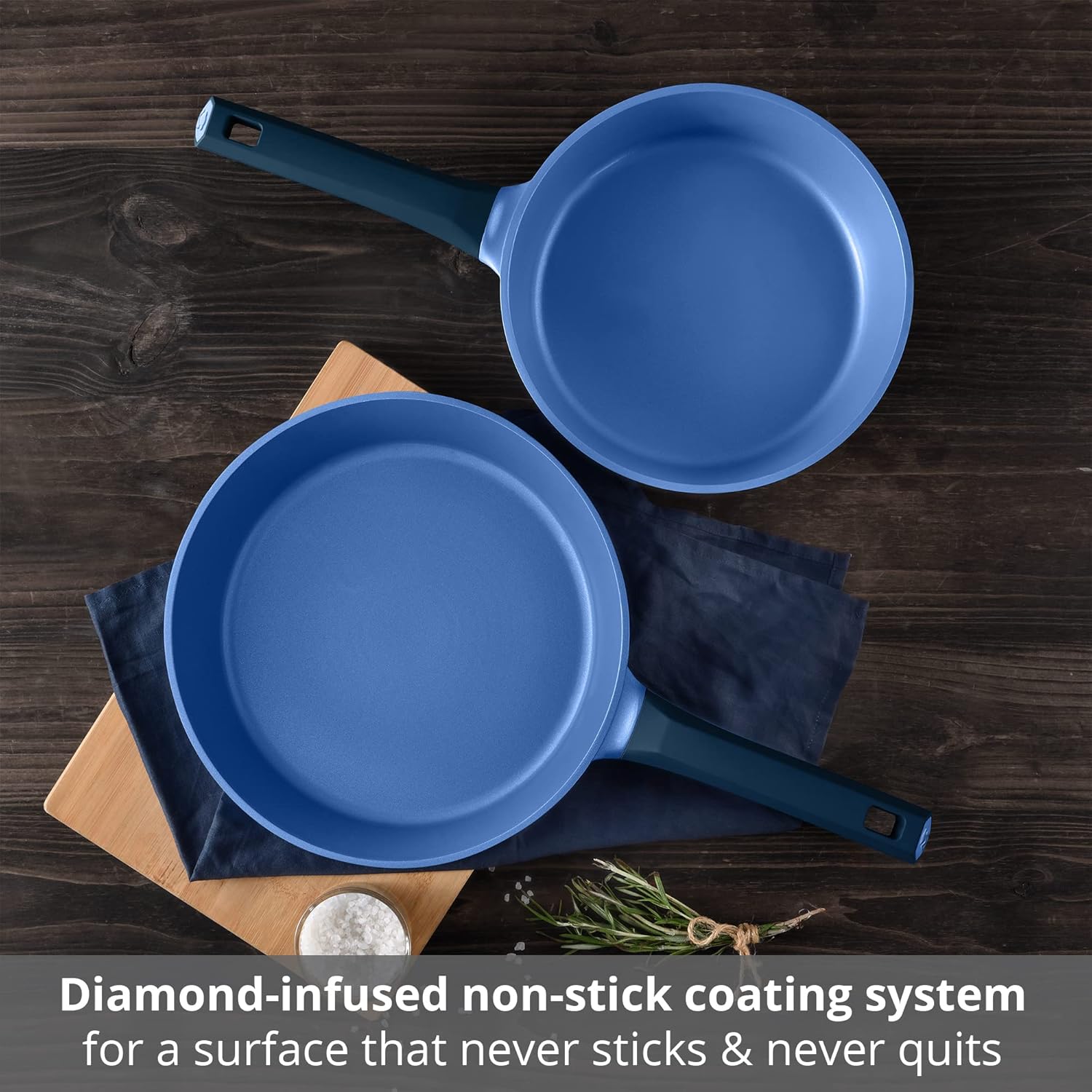 Gastro Diamond by MasterPRO - 2 Pc, 9.5" & 11" Cast Aluminum Fry Pan Set, Blue