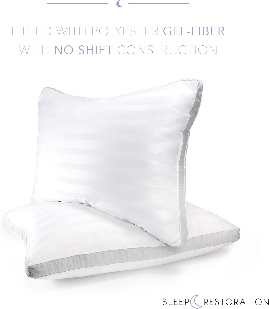 Sleep Restoration 1800 Series Gusset Gel Pillow - (2 Pack King) Plush Cooling Gel Fiber