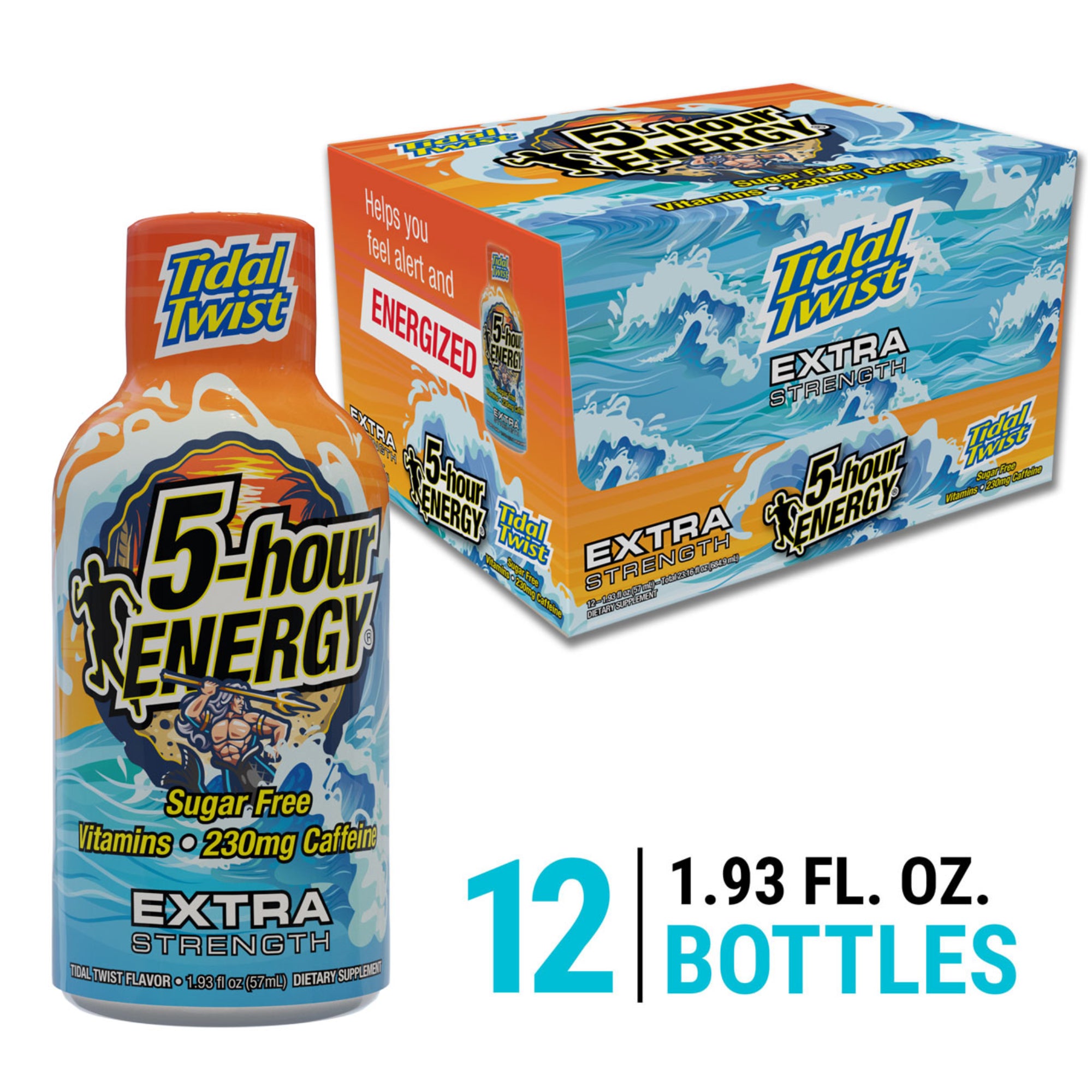 5-Hour Energy Shot, Extra Strength TIDAL TWIST SUGAR FREE Limited Edition, 1.93 Oz, 12 Count (Display Box)