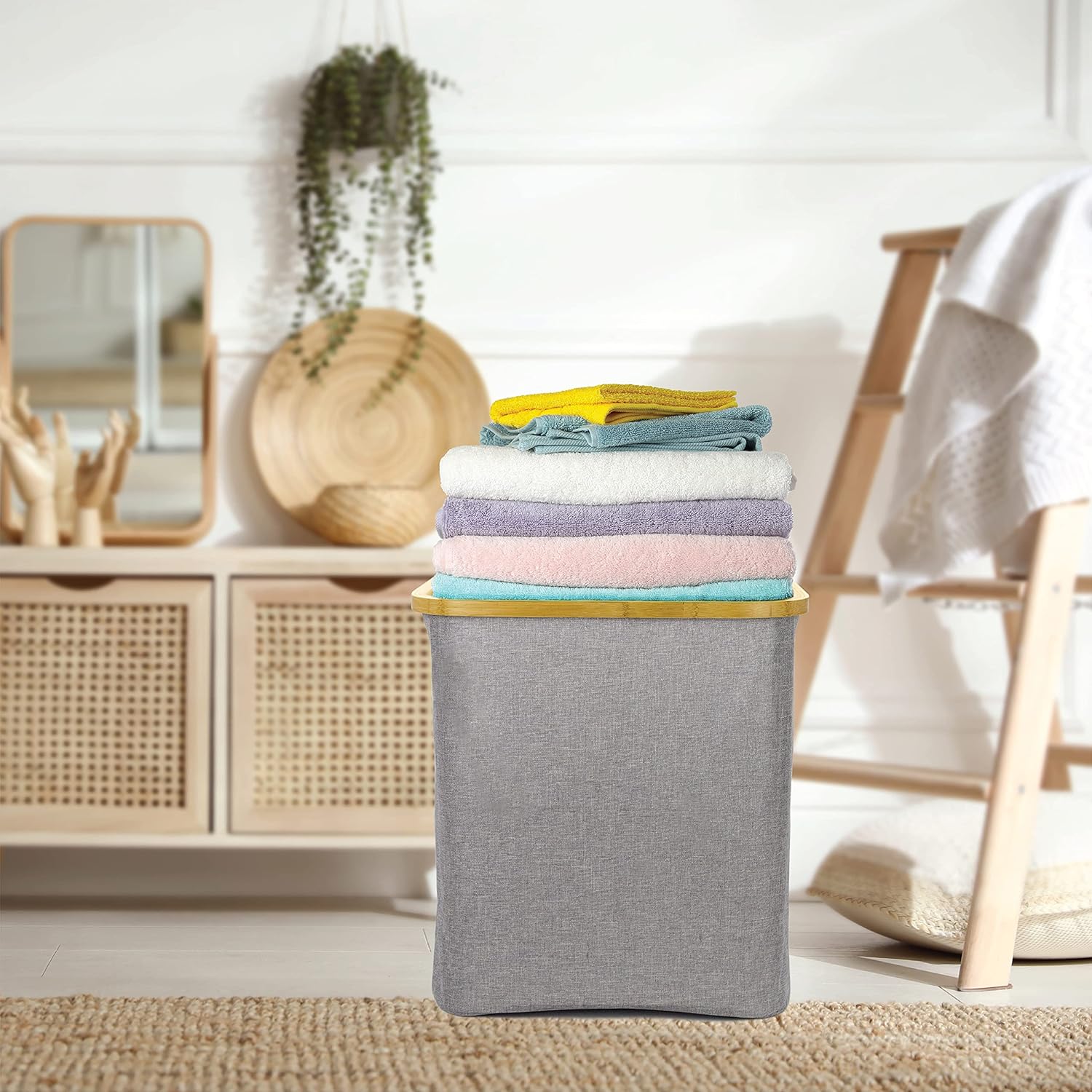 Brookstone Pop-Up Bamboo Laundry Basket