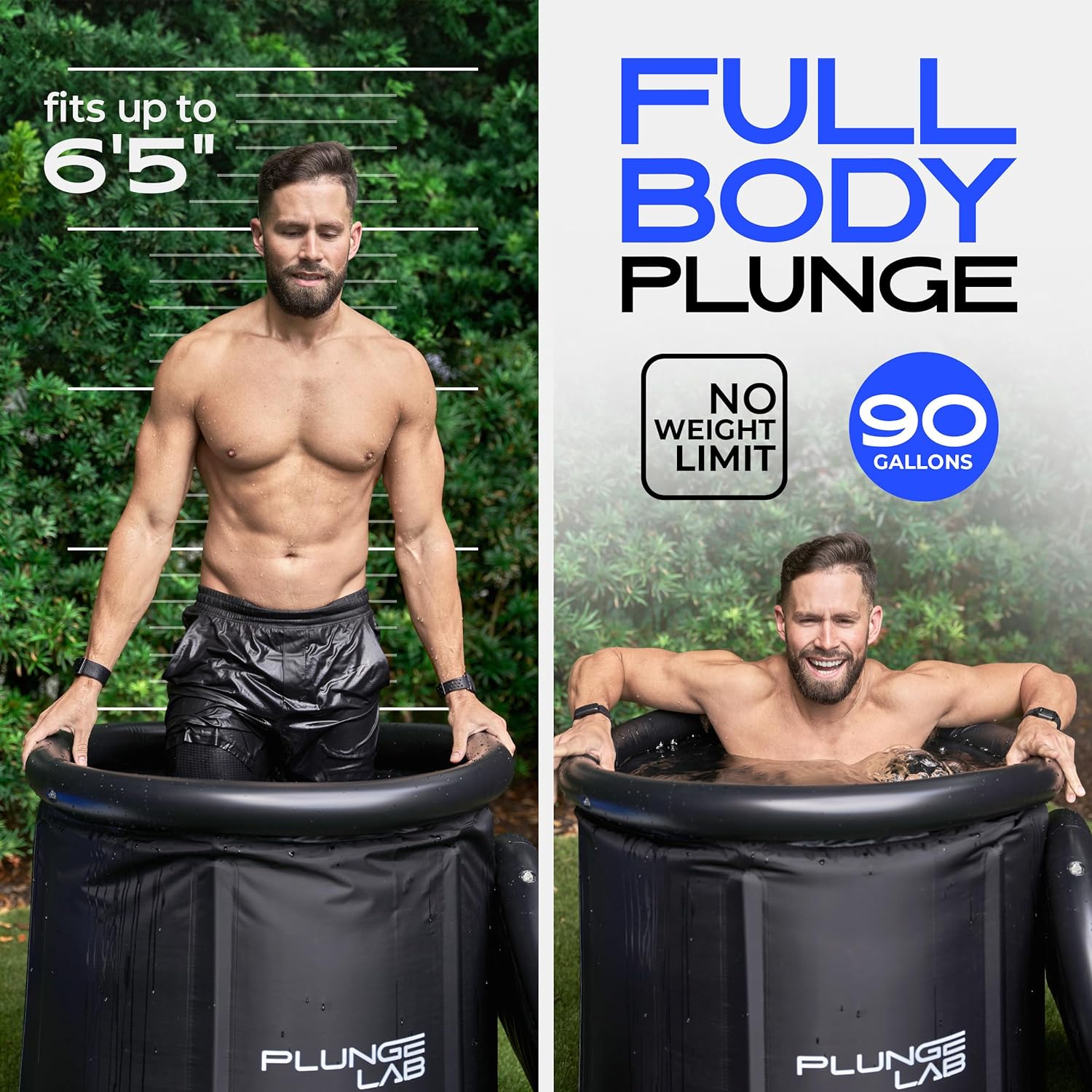 Plunge Lab Cold Plunge Tub XL, Portable Ice Bath Tub for Athletes, 90 Gallon Capacity, Cold Tub for Ice Baths at Home - USA Owned, Easy Install