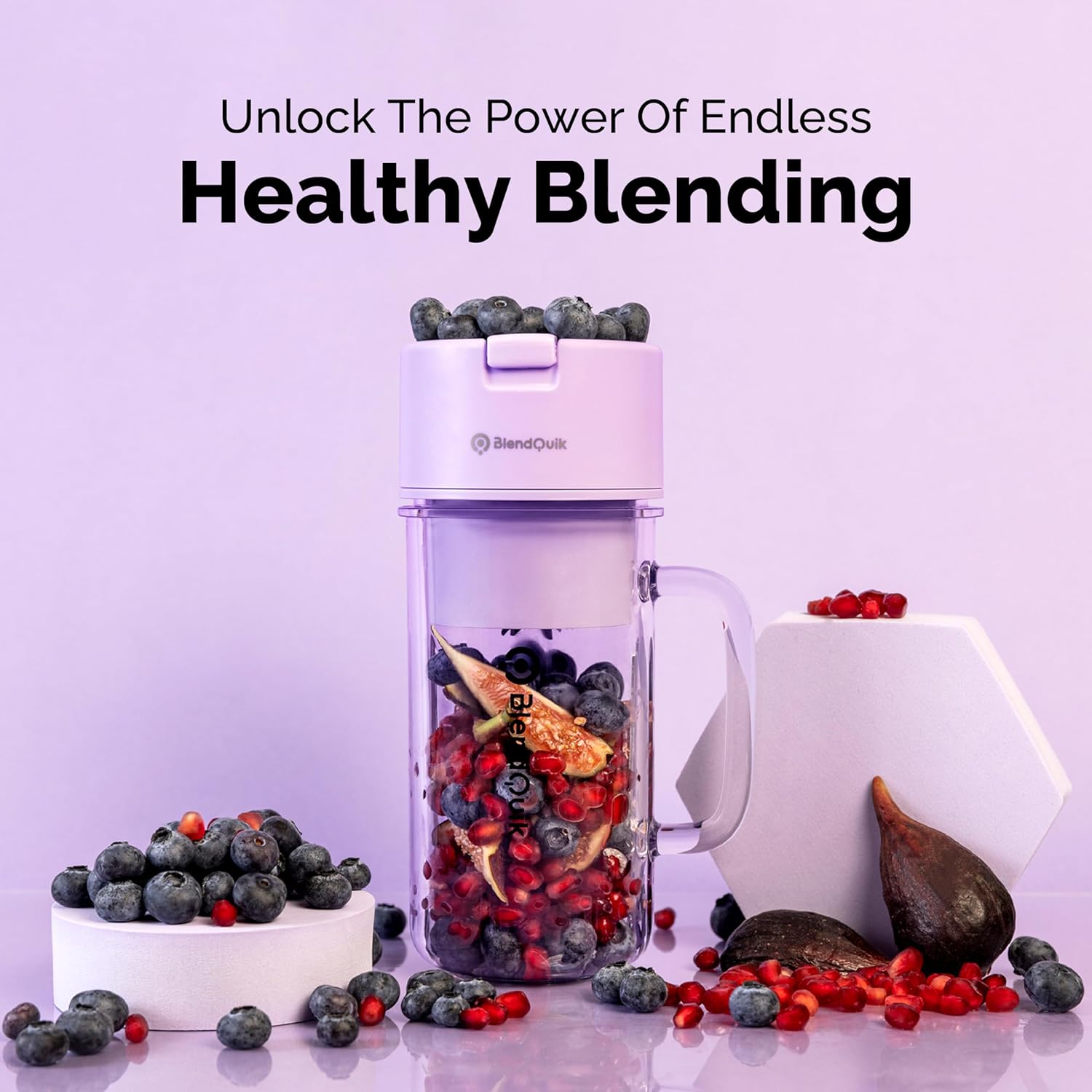 BlendQuik 14oz 10-Blade Portable Blender For Shakes & Smoothies with Leakproof & Stylish Design