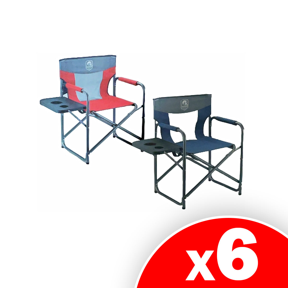 Trappers Peak Directors Camping Chair w/Side Table (3 Blue and 3 Red), 6 Pack