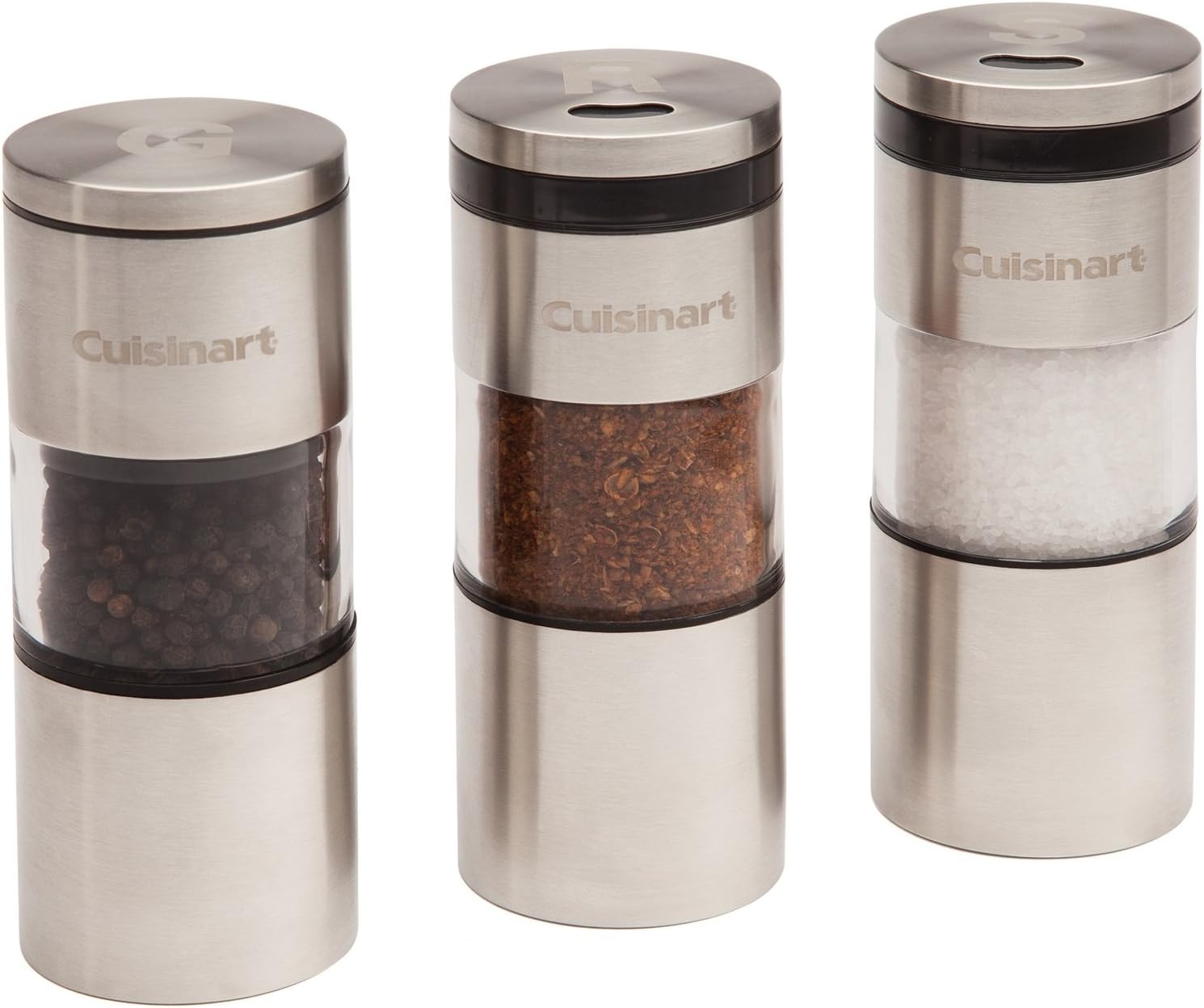 Cuisinart Magnetic Grilling Spice Set - 1 Spice Grinder, 1 Salt & Pepper Shaker, 1 BBQ Rub Seasoning