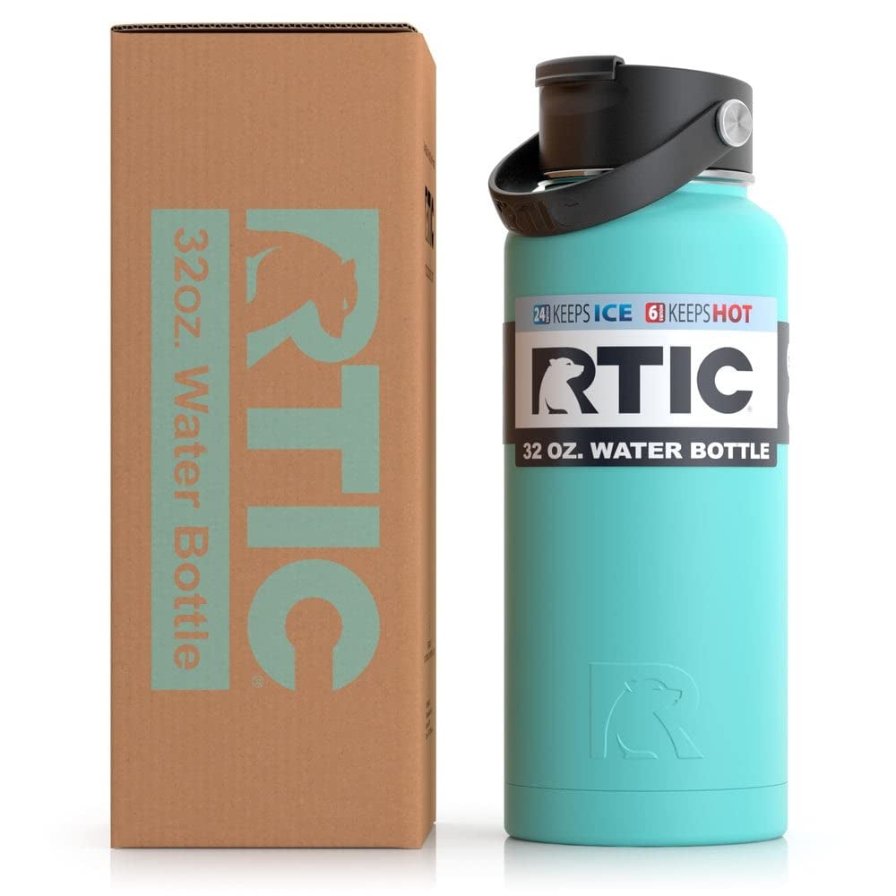 RTIC 32 oz Vacuum Insulated Water Bottle, Metal Stainless Steel Double Wall Insulation, BPA Free Reusable, Leak-Proof Thermos Flask for Hot and Cold Drinks, Travel, Sports, Camping, Teal