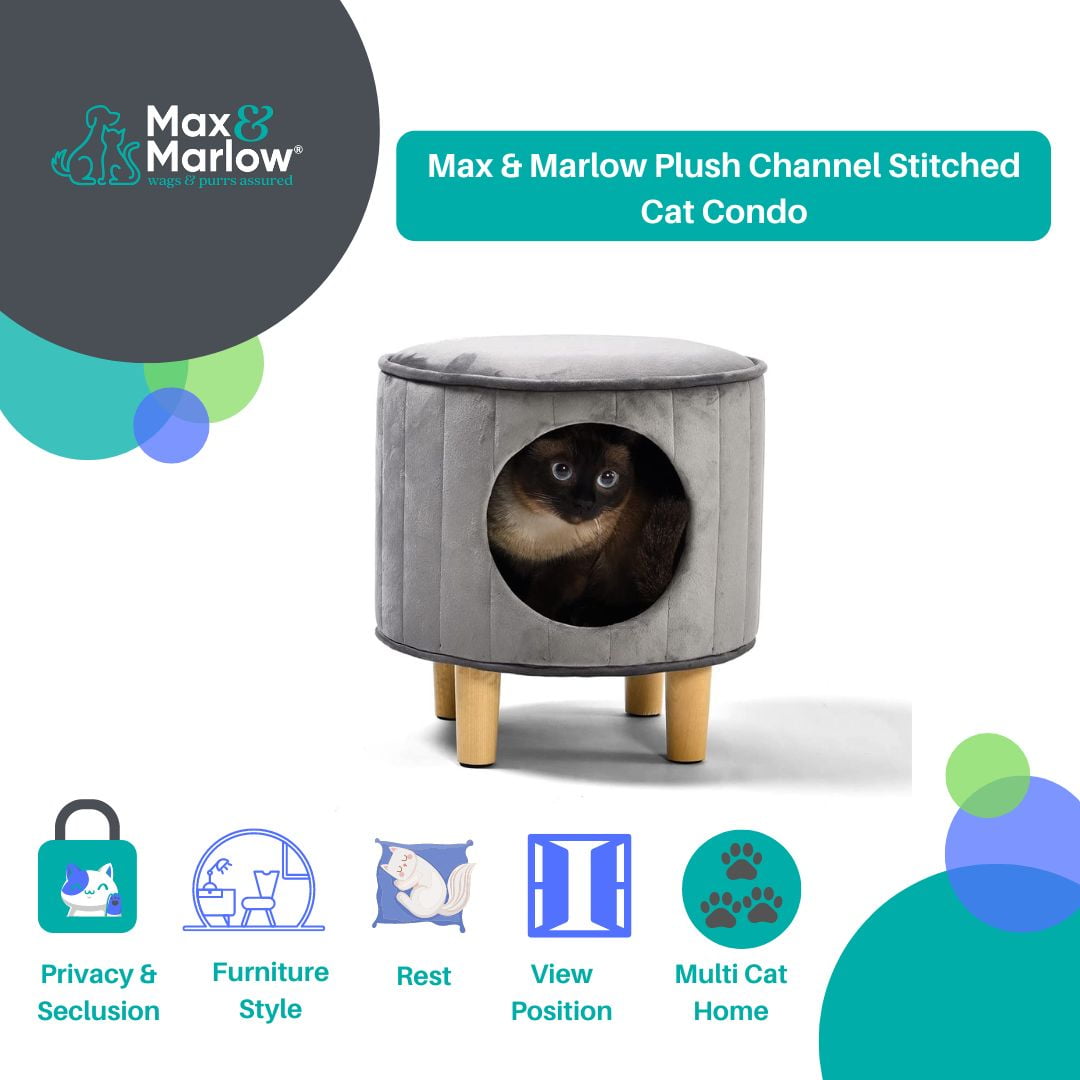 Max & Marlow Hide-A-Way Plush Cat Condo Stool