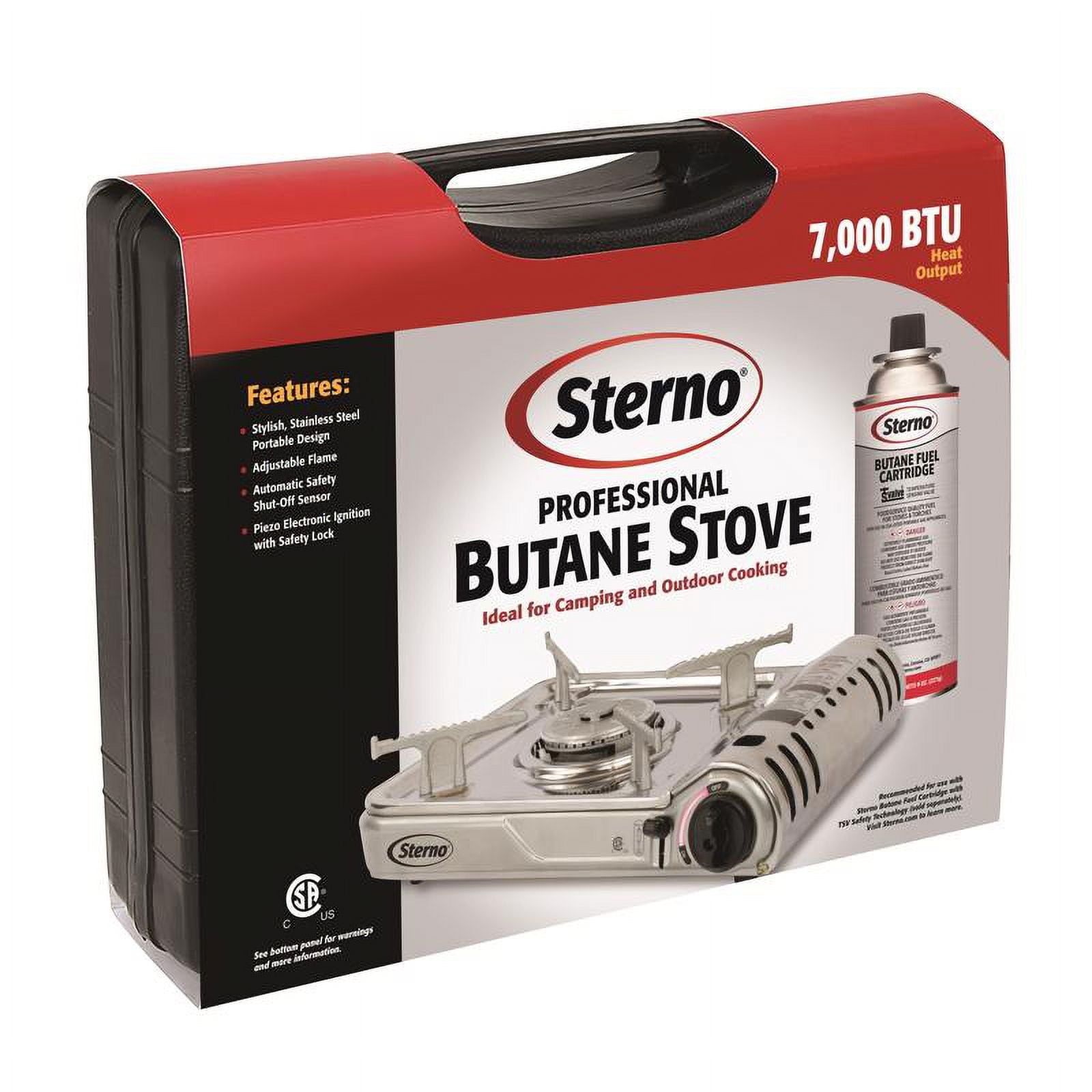 Sterno Stainless Steel Portable Butane Stove with Travel Case, 7,000 BTU, 3 Pack