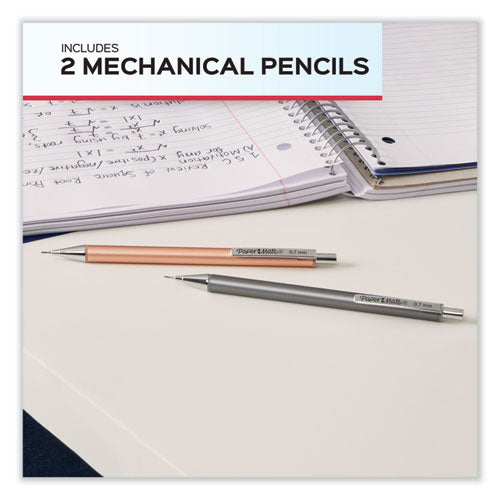 Paper Mate Advanced Mechanical Pencils 0.5 mm, HB (#2), Black Lead, Black; Gray Barrel, 2/Pack