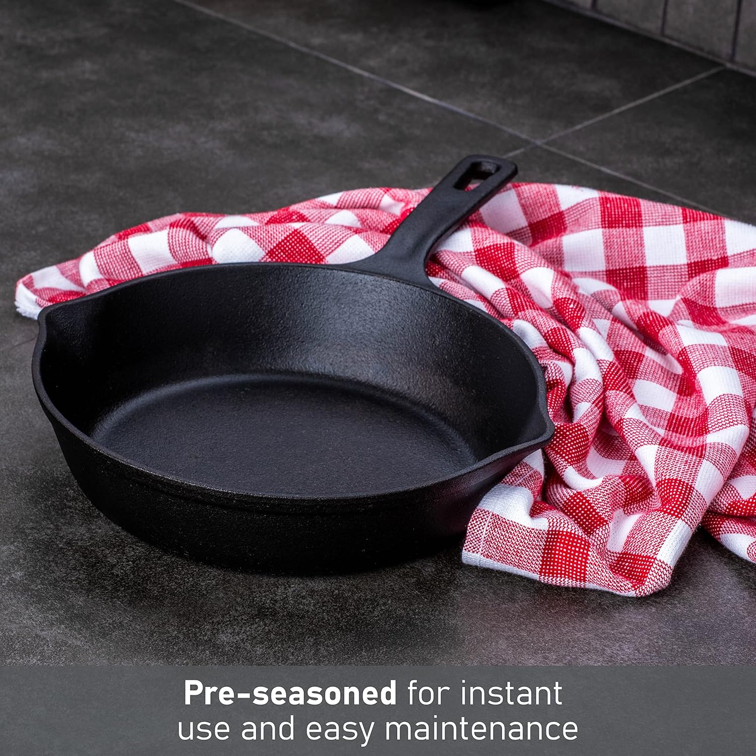 BBQ by MasterPRO - Pre Seasoned Cast Iron Fry Pan, 8 Inch