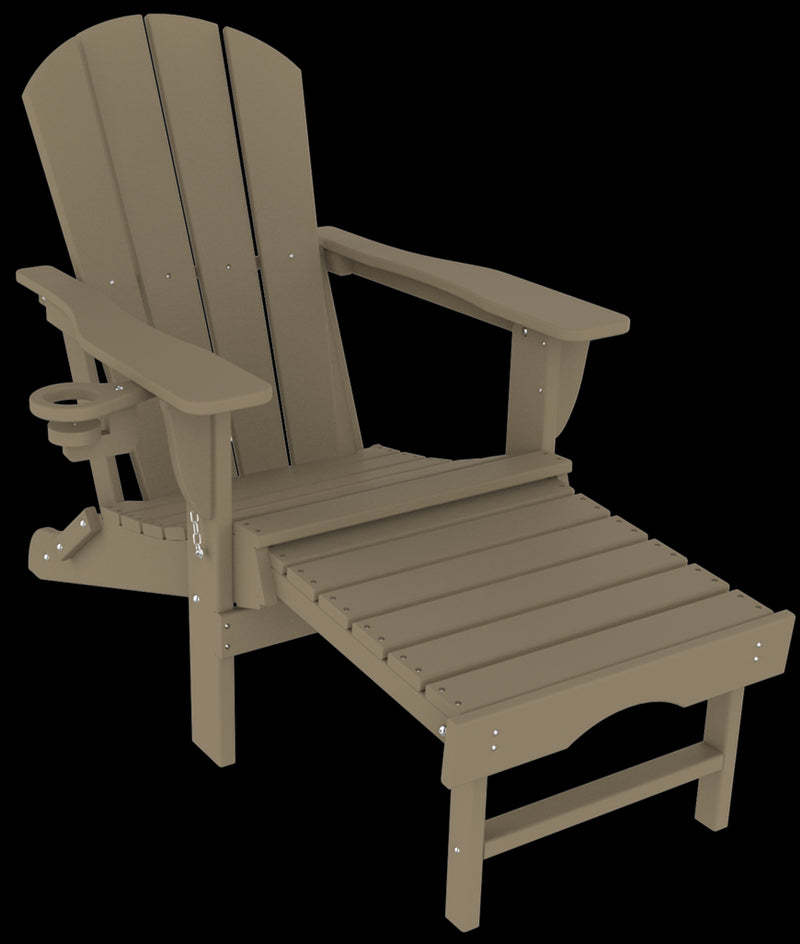 Trappers Peak All-Weather Folding Adirondack Chair w/ Footrest-HDPE