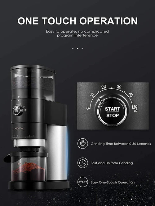 Electric Conical Burr Coffee Grinder, 42 PCs Grind Settings, Matte Black