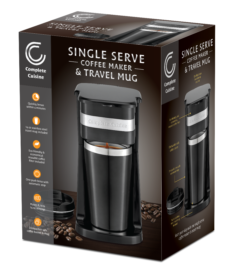 Complete Cuisine Single Serve Coffee Maker & Travel Mug