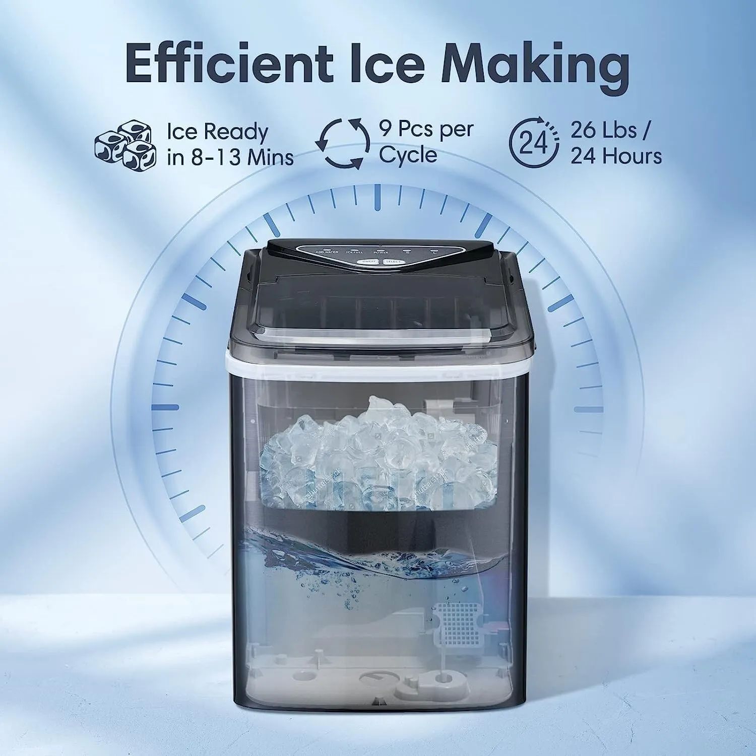 Trustech 26LB Self-Cleaning Quiet Compact Portable Ice Maker Machine