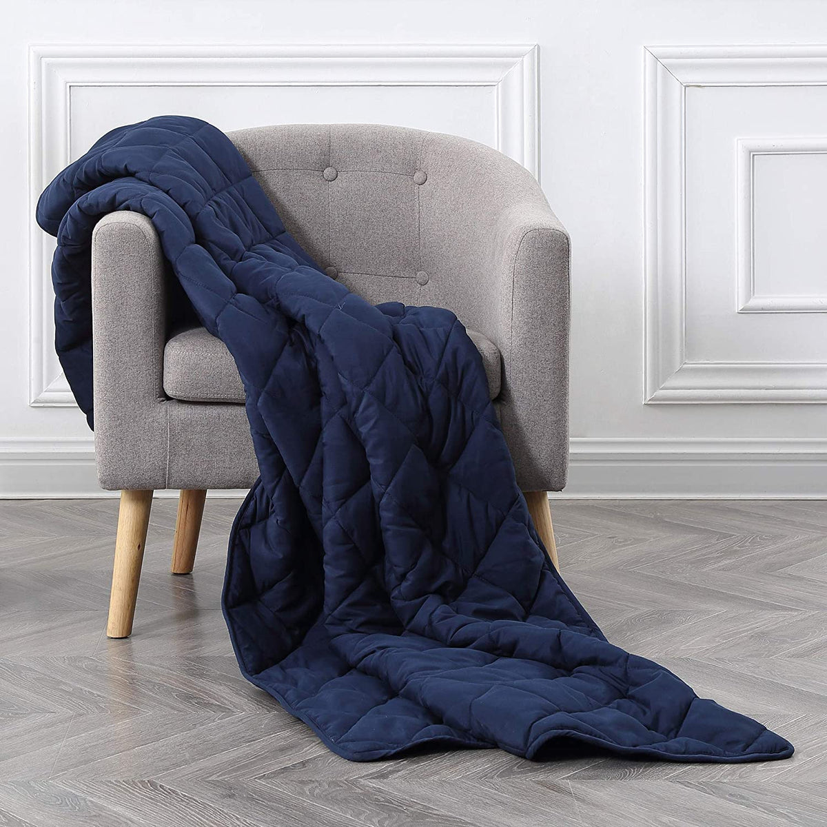 Blanquil Quilted Weighted Blanket, Navy