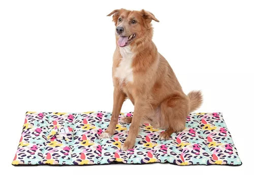 Sweet Life Pets Dog Bed Outdoor Dog Bed for Camping - Portable Carrying Strap with Clip Provides Comfort, Leopard