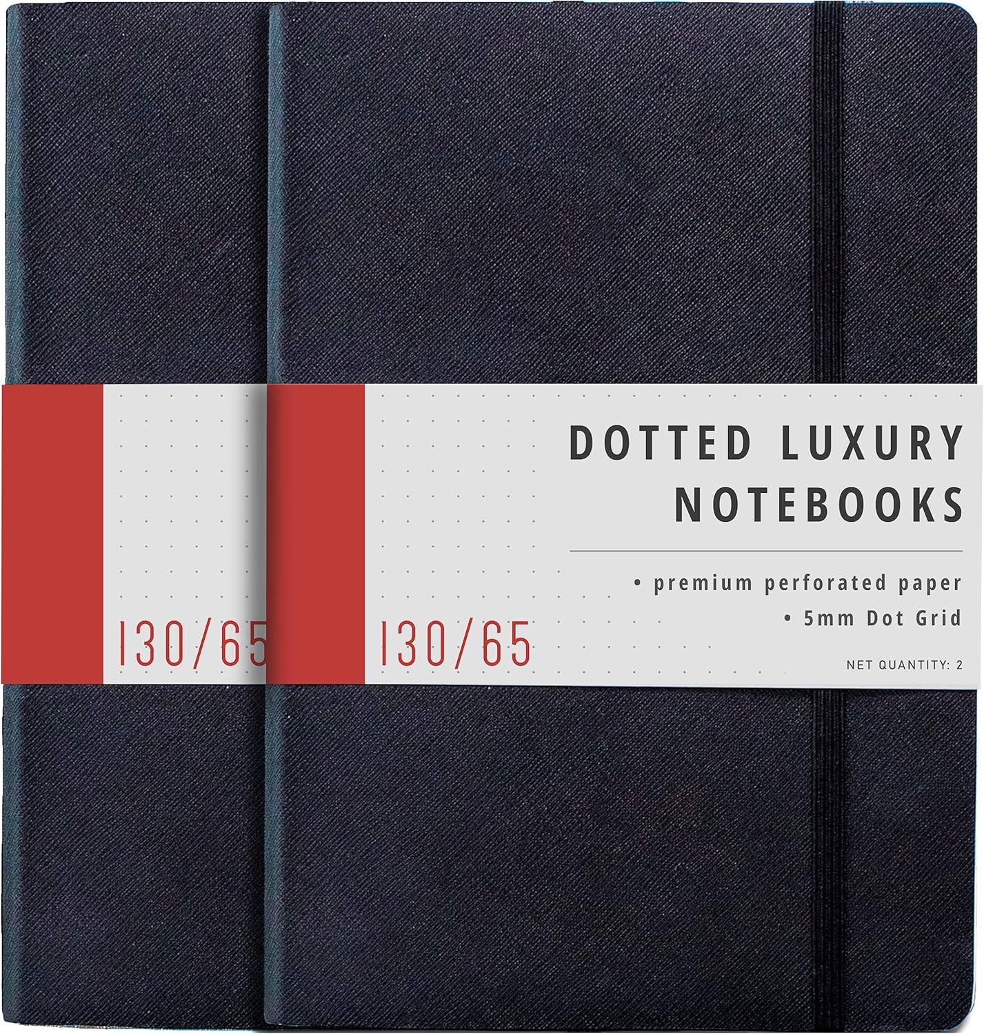 Papercode Bullet Journal Notebook - 2 Pack Luxury Soft Cover Dotted Journal - 130 Perforated Pages, Black