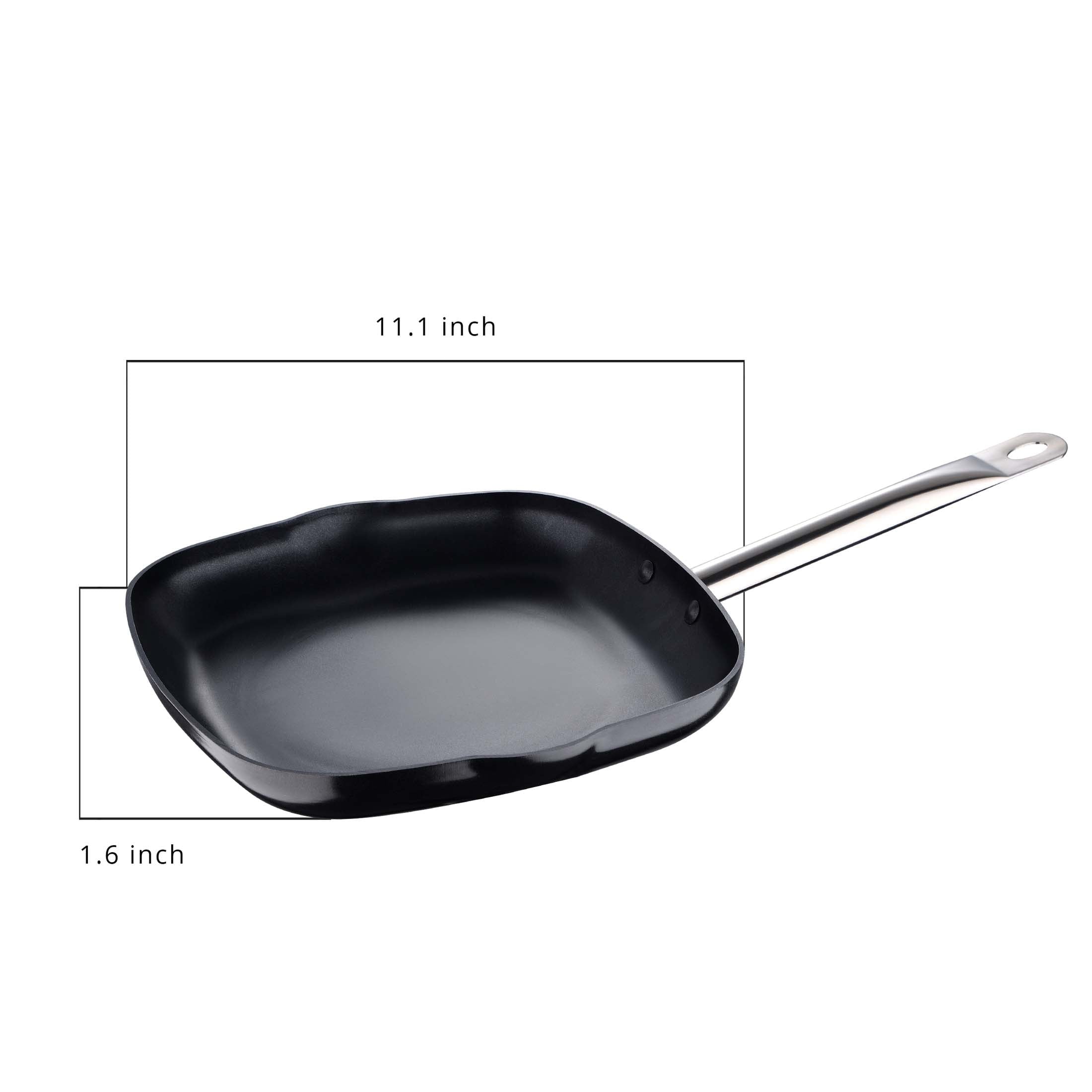 Prochef by Bergner - 11" Cast Aluminum Non Stick Griddle Pan, Black