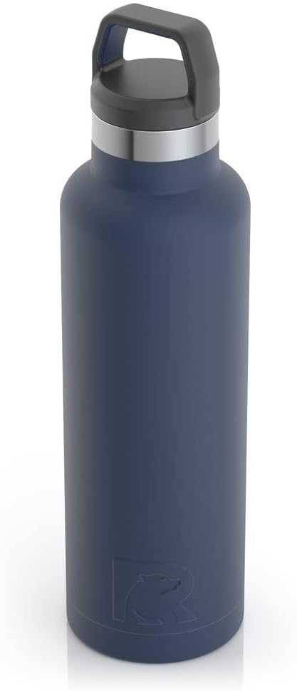 RTIC 16 oz Vacuum Insulated Water Bottle, Stainless Steel Metal, Double Wall, BPA Free, for Hot and Cold Drinks, Navy