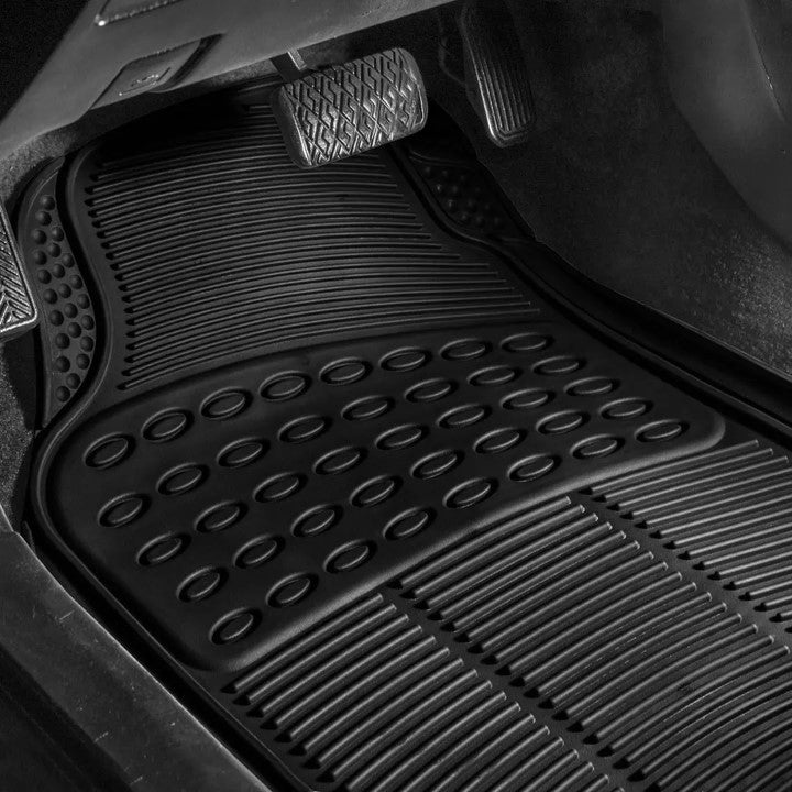 Route Auto Automotive Floor Mats - Heavy-Duty Rubber, Universal Fit Full Set, ClimaProof, Trimmable