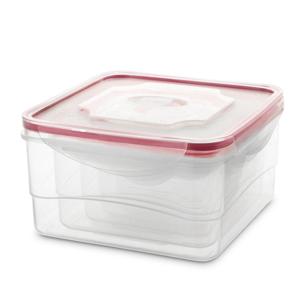 10-Piece Square Locktops Container Set: 120ml, 400ml, 740ml, 1290ml, 2060ml, Red, 12 Pack