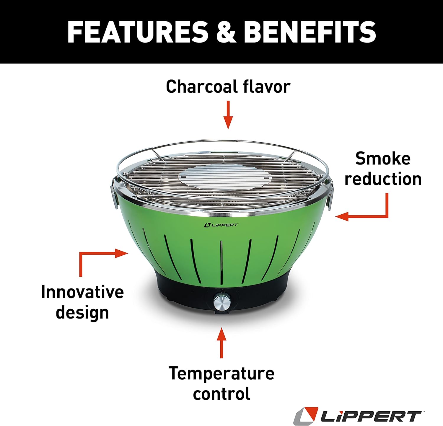 Lippert Odyssey Portable Charcoal Grill, Green