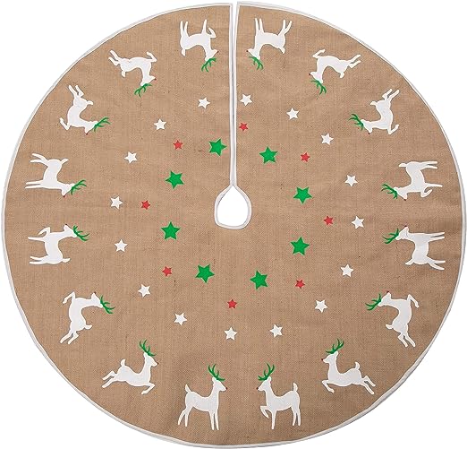 Joyin 48in Burlap Reindeer Tree Skirt, 36 Pack